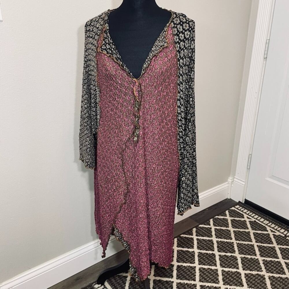 FDJ French Dressing Popcorn Lace Boho Dress Mixed Floral Handkerchief Hem Y2K L